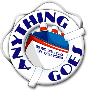 Anything Goes lifebelt and title with Cole Porter